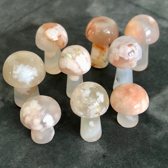 Flower Agate Mini Mushroom - Picture 2 of 6